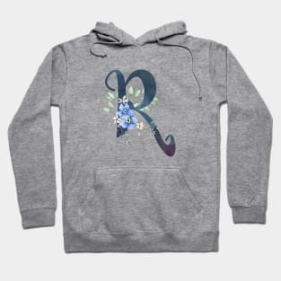 Floral Monogram R Wild Blue Flowers Hoodie